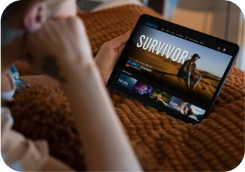 Watching a film on a tablet